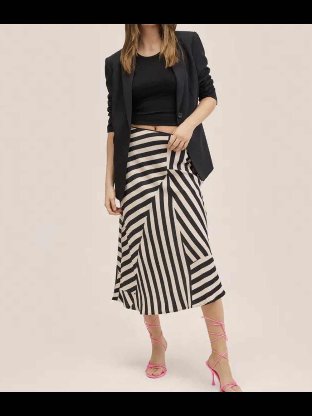 Skirt Bundle 3 For 25.00 MANGO Black and Cream Striped A-Line Midi Skirt